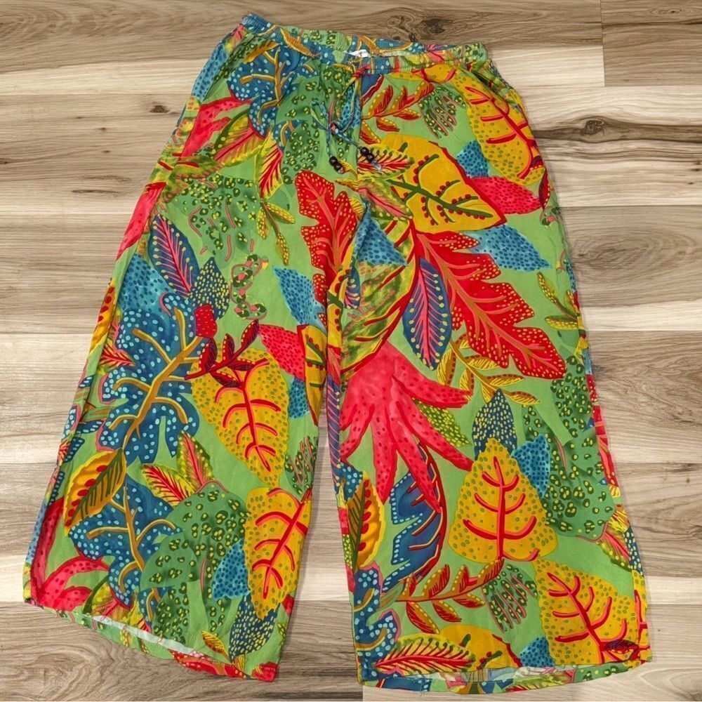 Christian Siriano Multicolored Tropical Wide Leg Capri Pants Women’s Small
